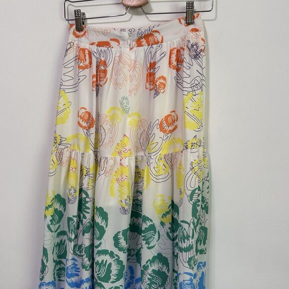 L'Atiste By Amy Midi Skirt S Floral Boho Colorful Summer Party Vacation Brunch - Picture 4 of 9